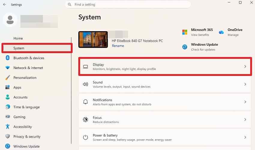 go to display settings