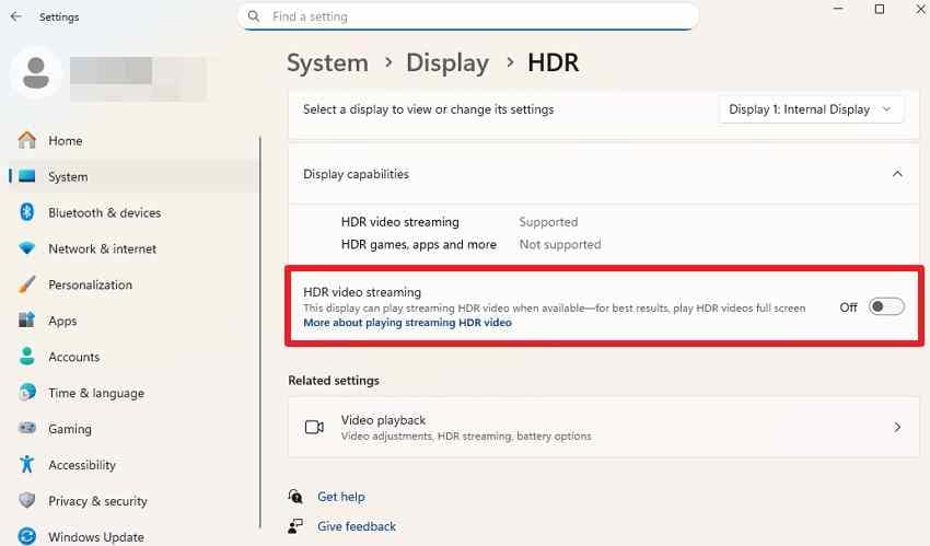 toggle off hdr