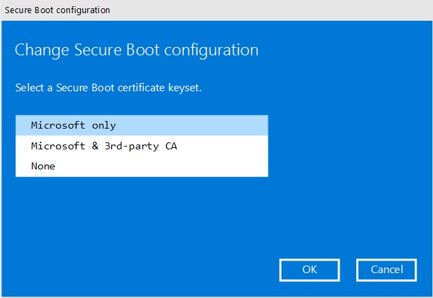 Konfiguration auf nur Microsoft ändern 