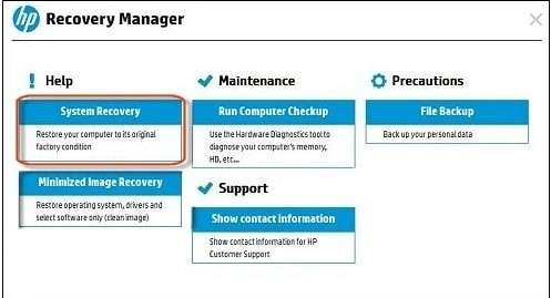 hp recovery partition recovery manager
