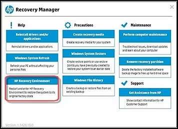 hp recovery partition hp recovery environment