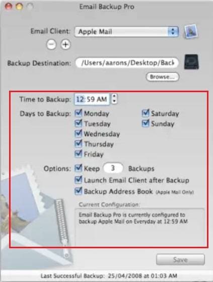 schedule email backup pro