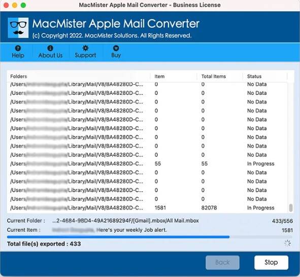 macmister email backup in progress