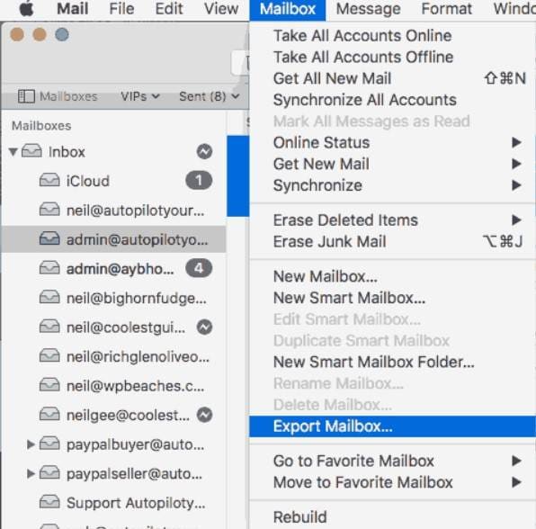 export apple mail mailbox