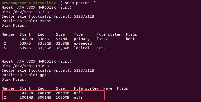 determine ntfs partition to start mounting in linux devices