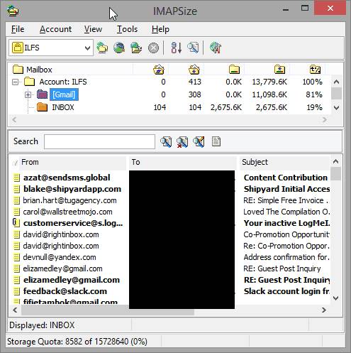 imapsize strumento gratuito di backup imap