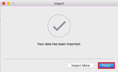 finish the process of importing files