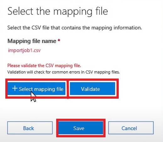 select the mapping file
