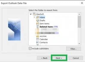 select files for transfer to outlook