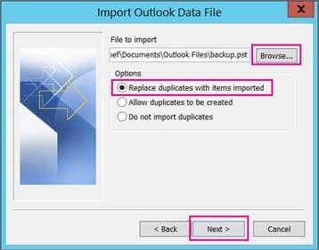 Importar archivos PST en Outlook 365