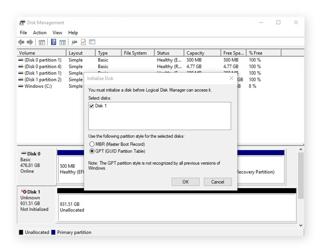 initialize the drive when formatting