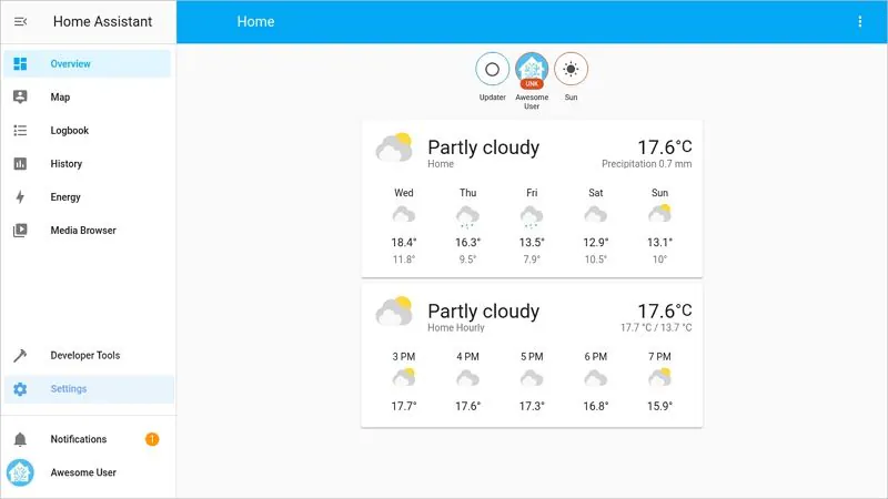 opção de configurações no home assistant da synology