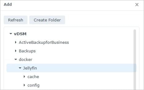 cache and config jellyfin docker folders