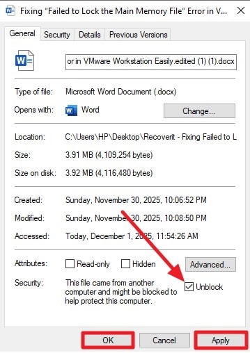 choose unblock press apply