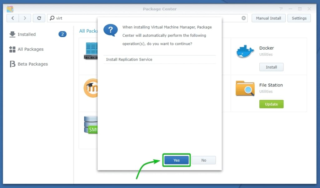 initiating the synology vmm download