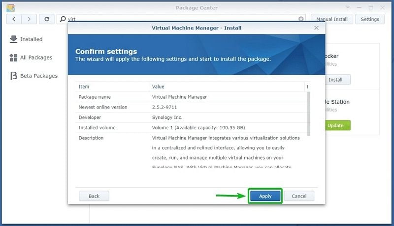 completing the synology vmm installation