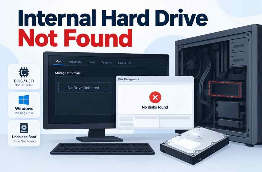 Internal Hard Drive Not Found: Diagnose BIOS, Windows, and Data Recovery