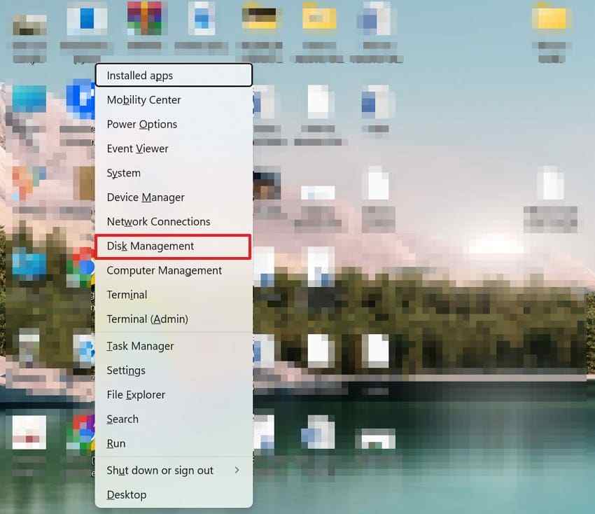 open disk management windows