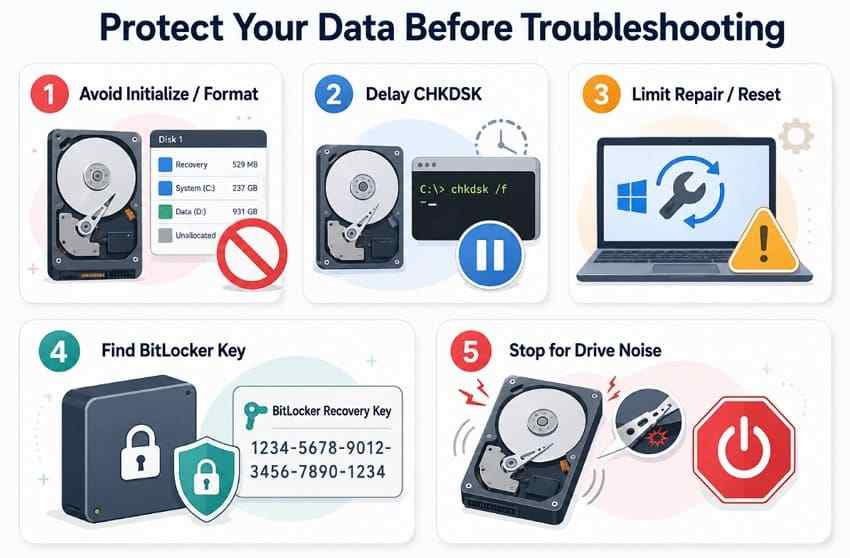 protect data before troubleshooting drive