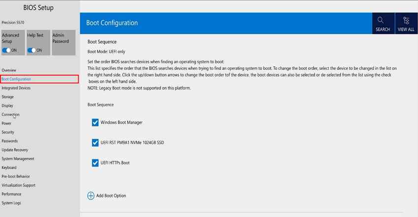 verify boot mode settings