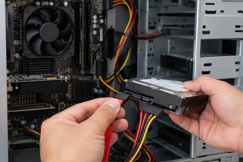 reconnect sata hard drive cables