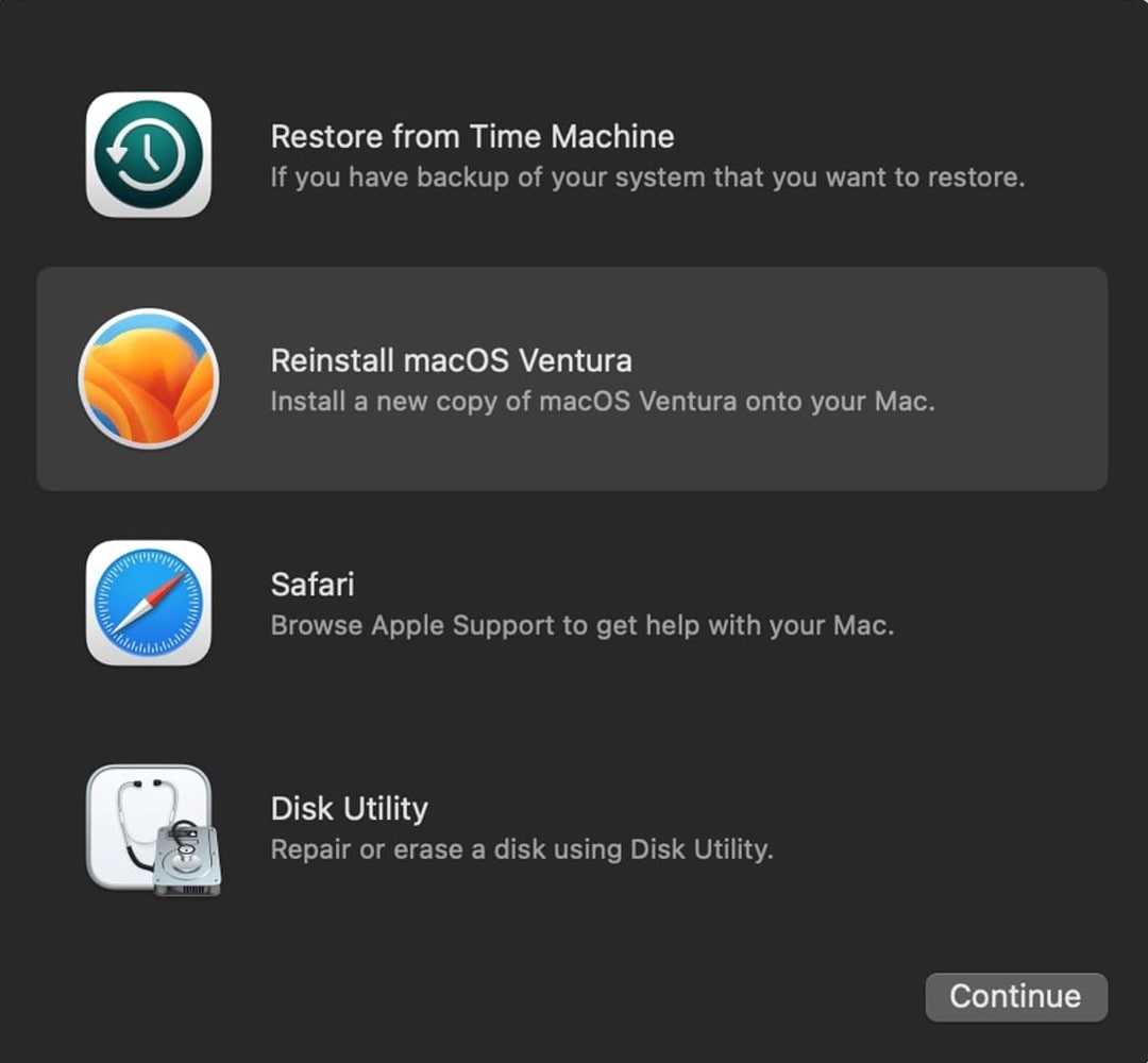 reinstall macos from recovery mode