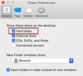 show hard drives on the desktop