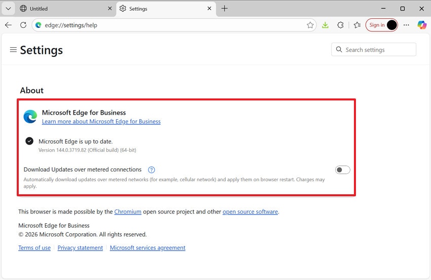 update Microsoft edge interface