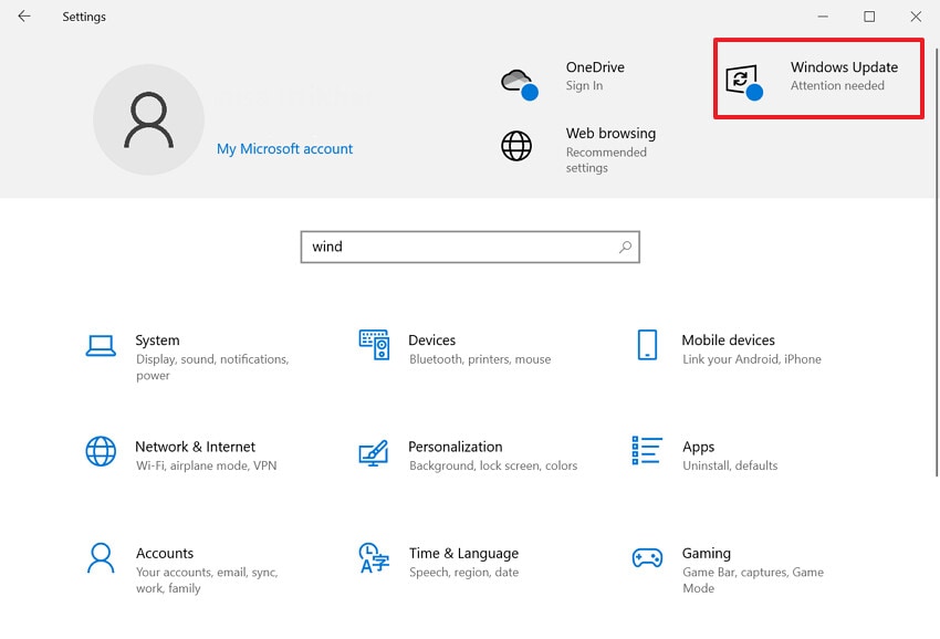 hit the windows update option