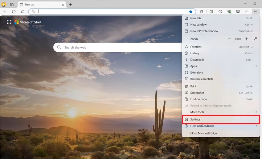 select settings option in this interface