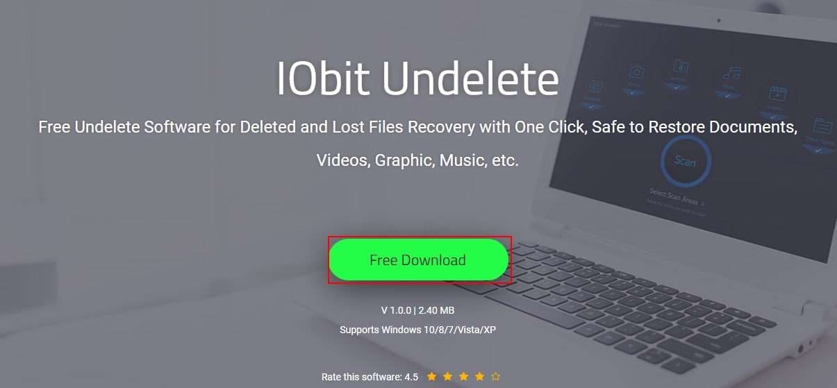 página de descarga de IObit Undelete 