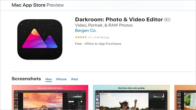 Application vidéo raw darkroom pour iPhone