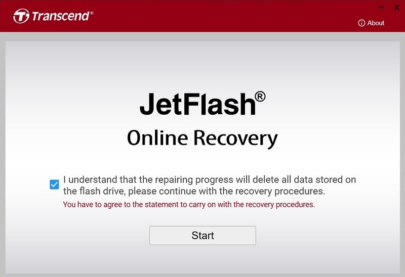 start jetflash online recovery