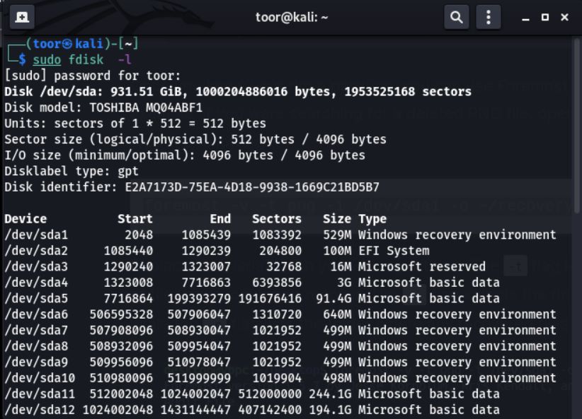 list all storage devices in kali linux