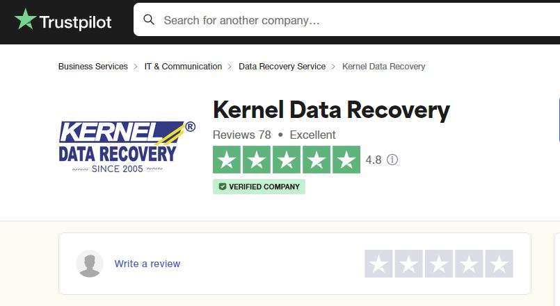 commentaires et évaluation des utilisateurs de kernel data recovery