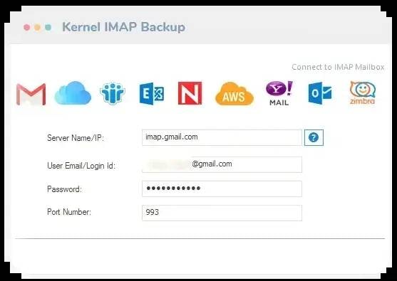 kernel imap backup tool user interface