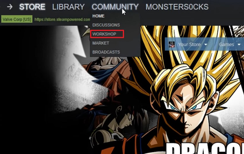 choose workshop option in community