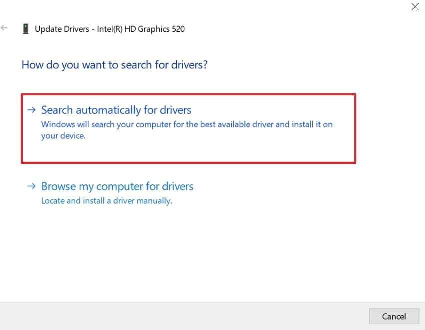 click search automatically for drivers
