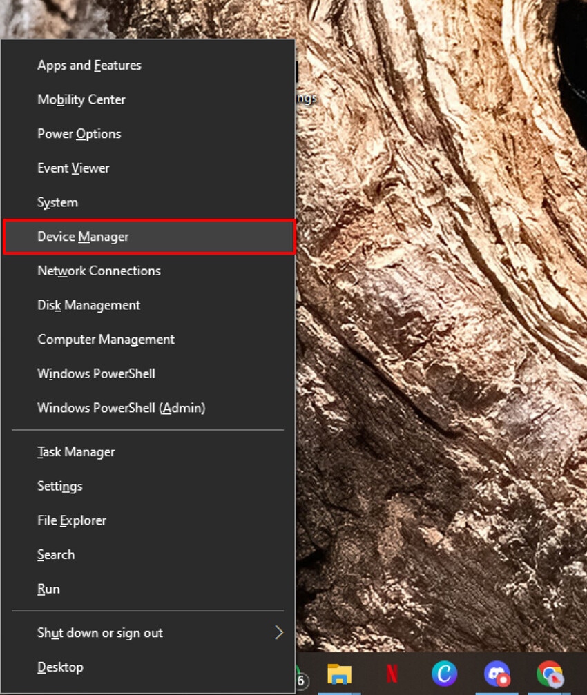 click on device manager option