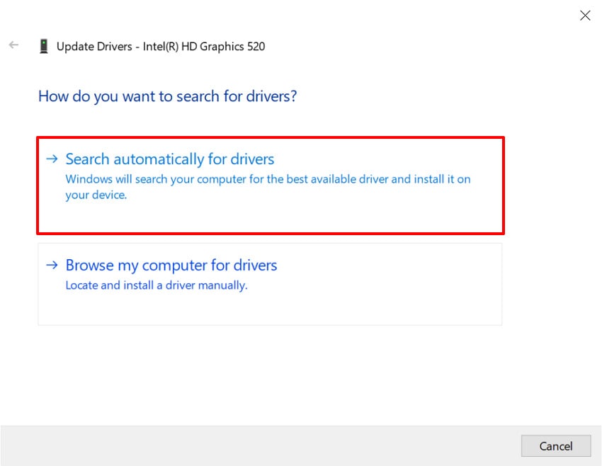 click search automatically for drivers