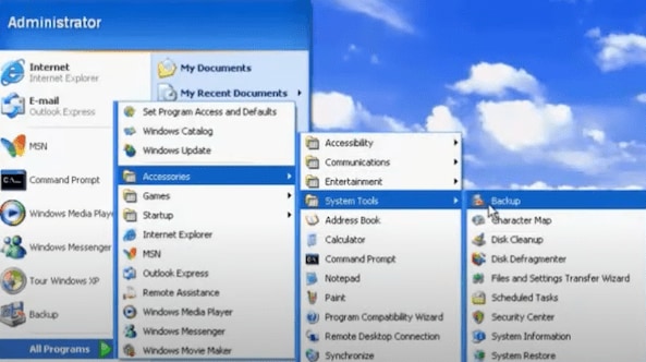 recover data from backup on windows xp