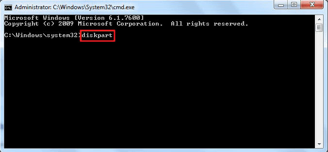 executar diskpart no windows 7