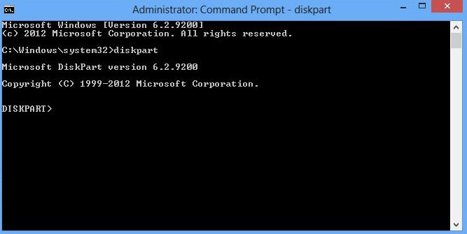 run diskpart in windows 8