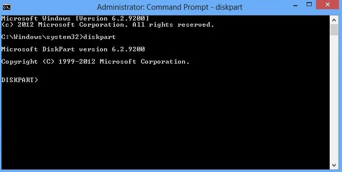 executar diskpart no windows 8