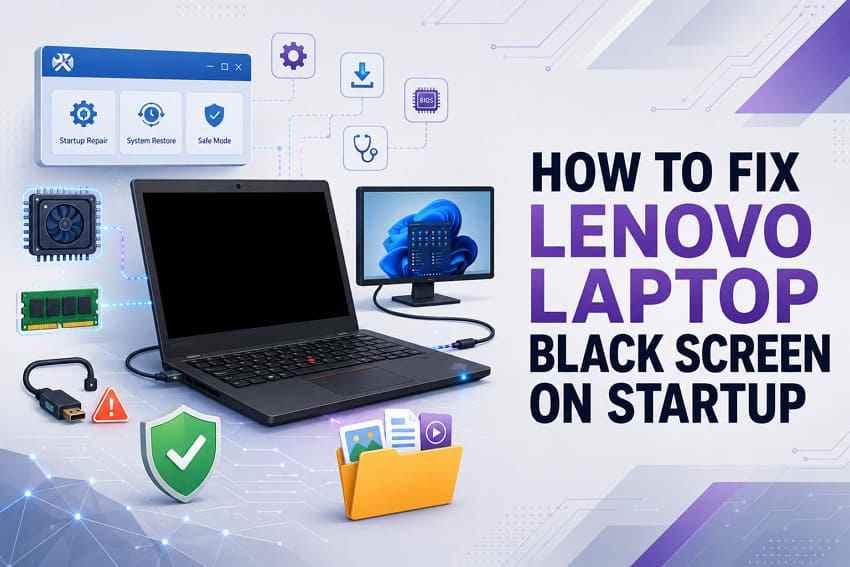 Lenovo Laptop Black Screen on Startup? Fix It Without Losing Data