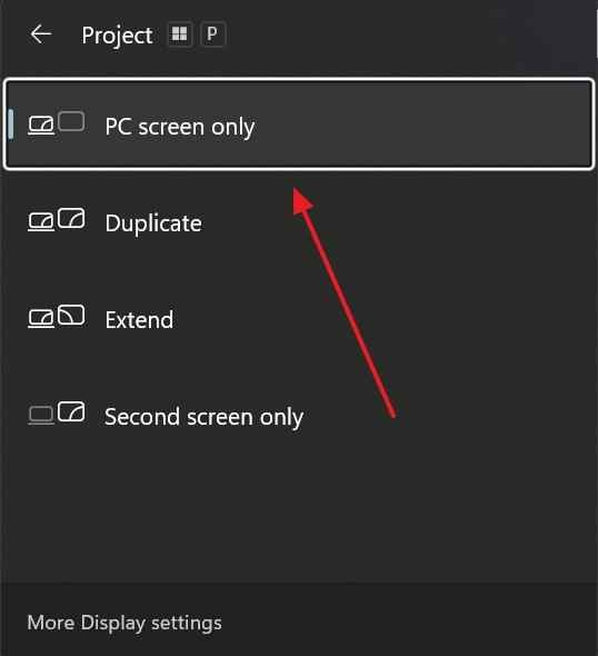 choose pc screen only on lenovo laptop