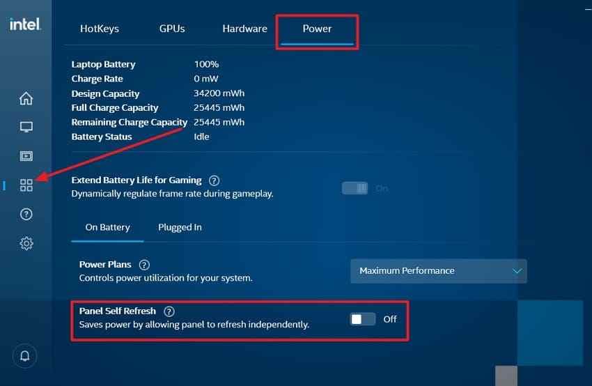 disable intel panel self refresh when supported