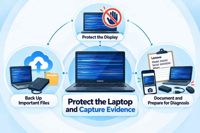 protect lenovo laptop before screen troubleshooting