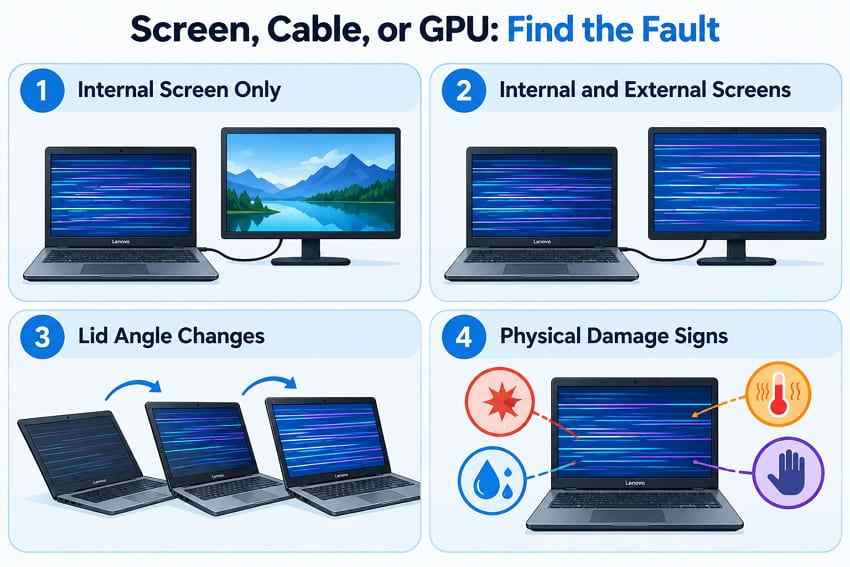 identify lenovo screen cable or gpu fault