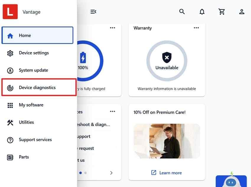 open lenovo vantage hardware diagnostics
